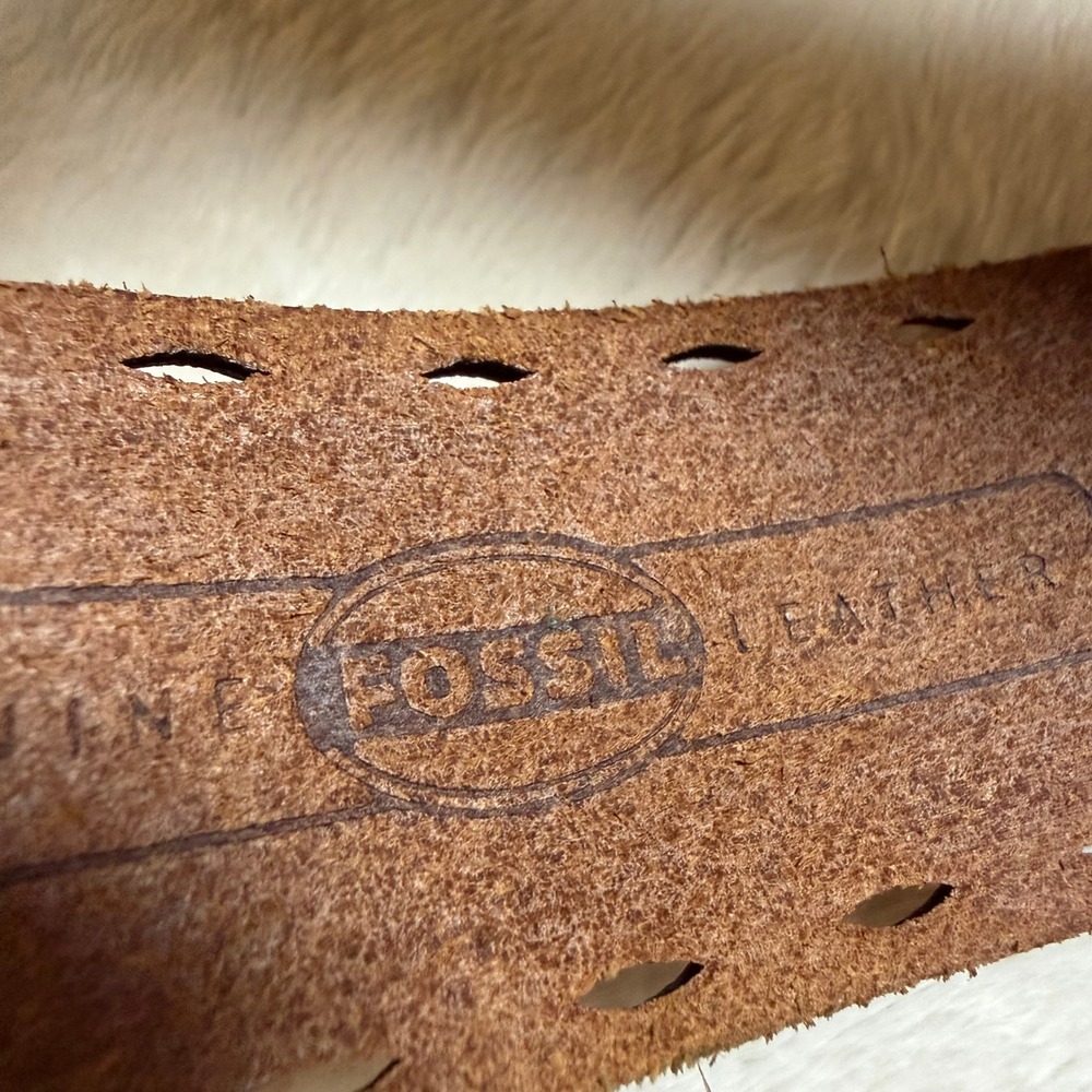 Fossil Leather Belt Womens Small Tan Brown Boho Sunflower Buckle BT2849 231 - Picture 4 of 8